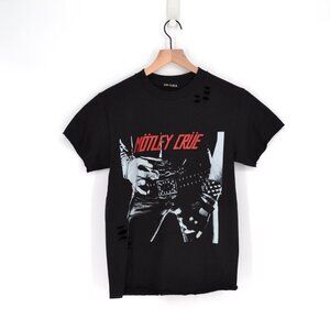 SOJARA Motley Crue Distressed Band Tee T-Shirt Rock Metallic Band Black Size S